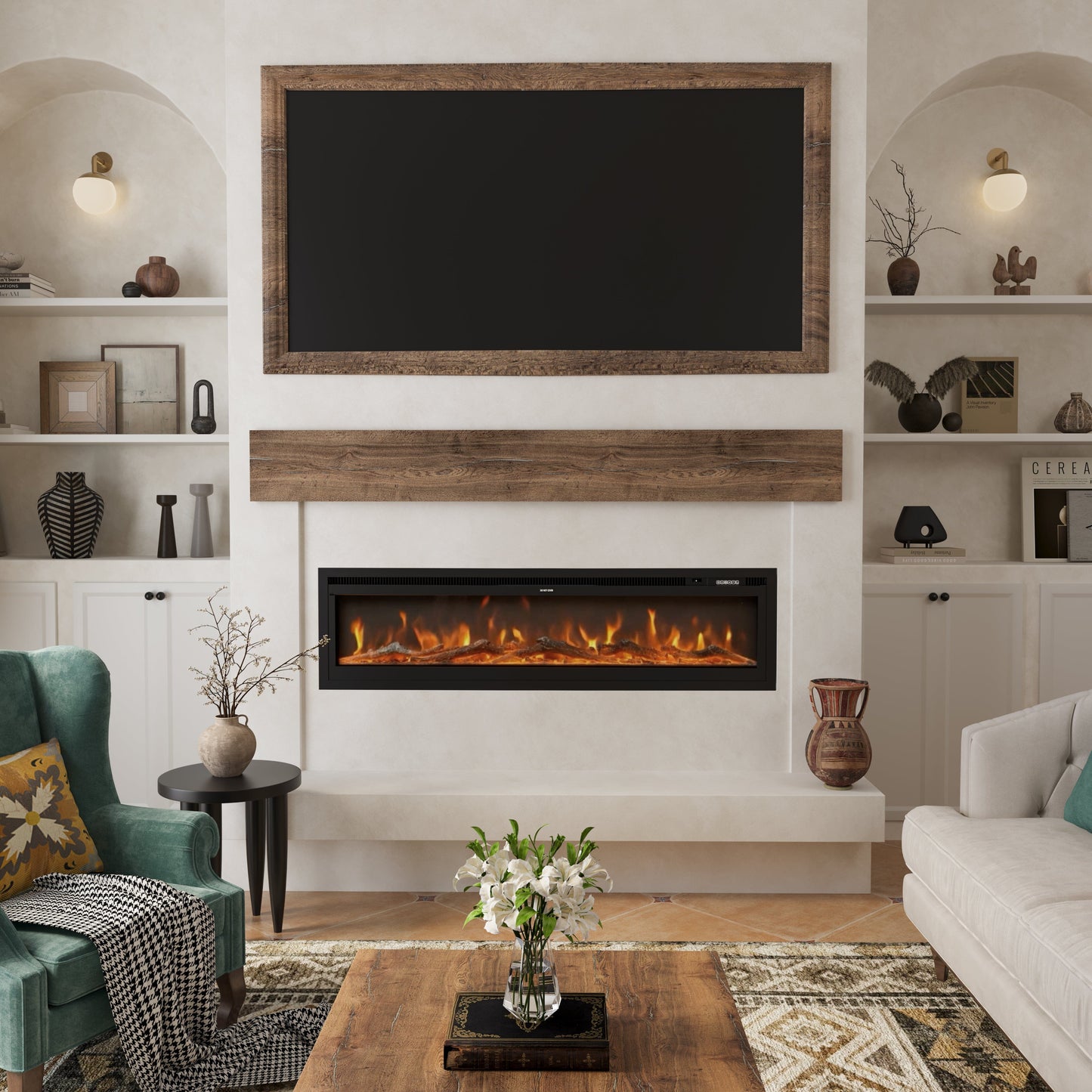40/50/60/70/80 Inch Electric Fireplace 9 Colour LED Flame Effect Heater With Remote Control Freestanding Fireplaces Living and Home