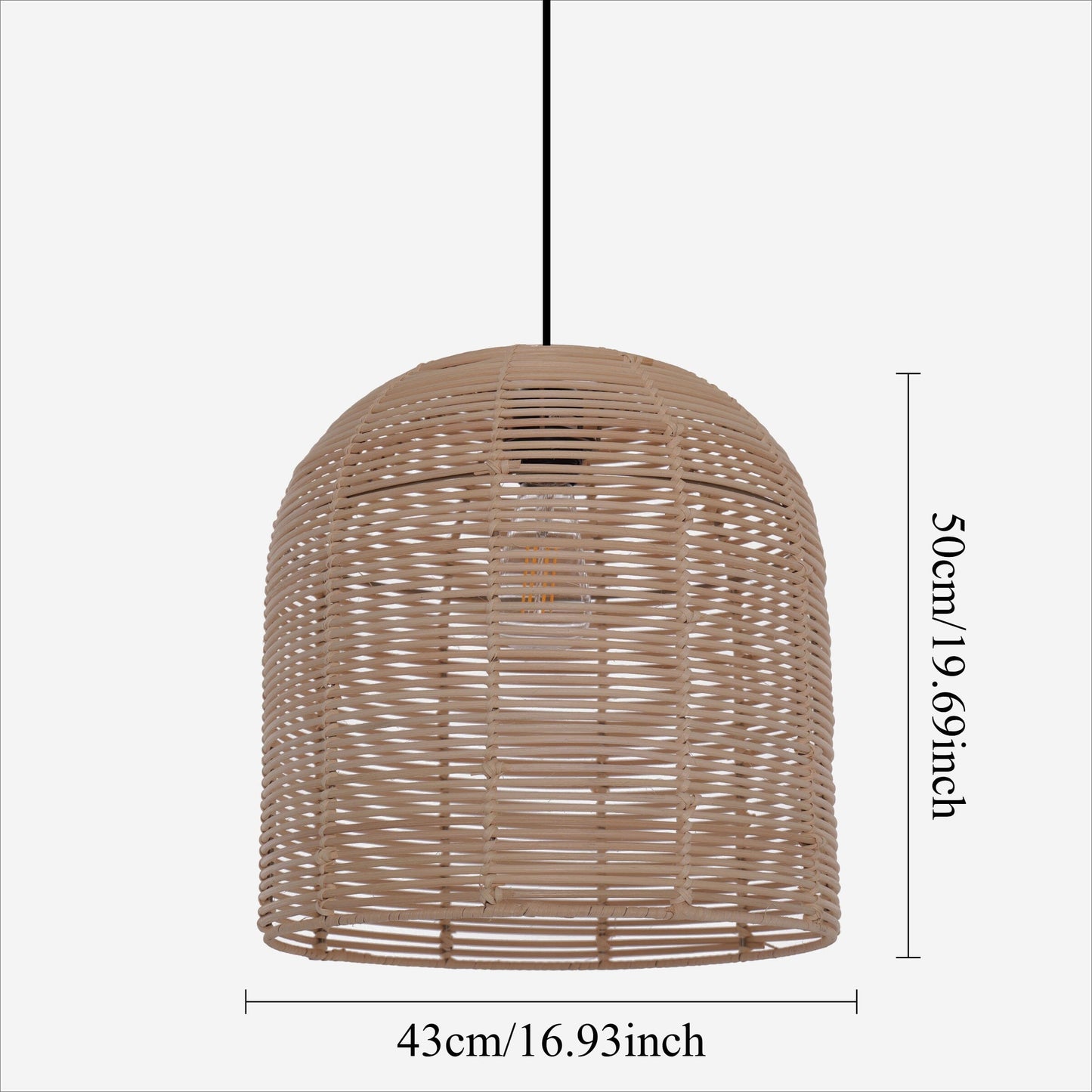 Lightsin Rustic Woven Rattan and Iron Dome Pendant Light for Cozy Spaces Lightsin UK