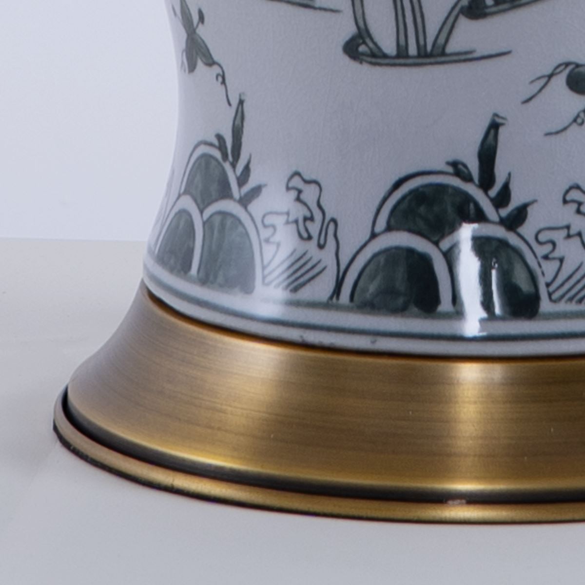 Classic Ceramic Table Lamp with Hand-Painted Lotus Pond Details Lightsin UK