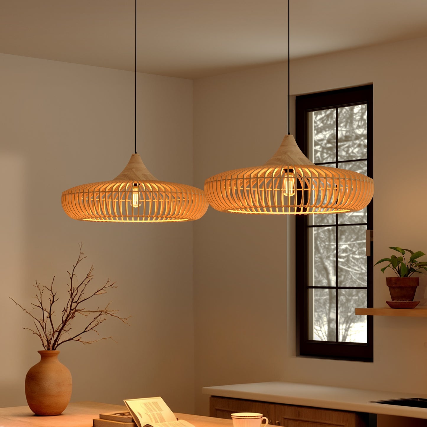 Shadome-Handcrafted Wooden Kitchen Pendant Light Fixtures