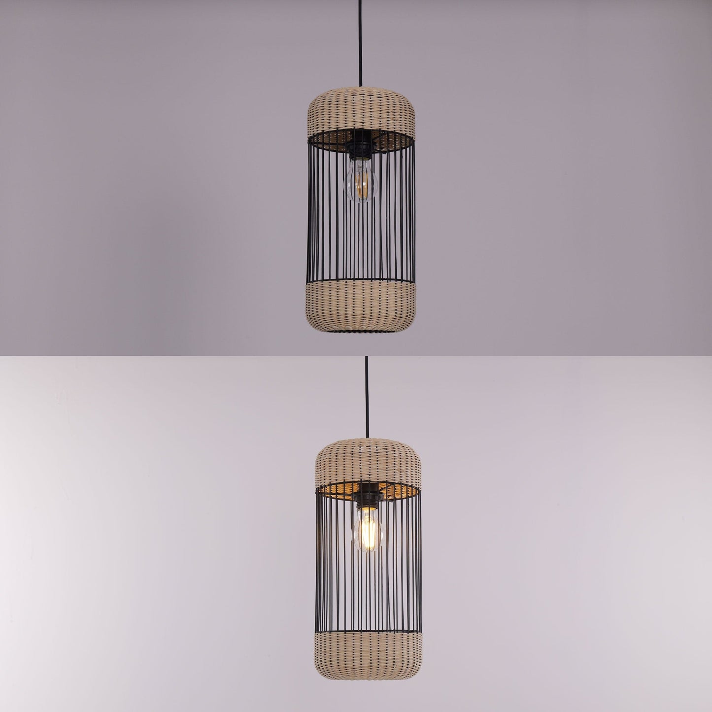Lightsin Cylinder-Inspired Rattan Pendant Light for Warm Natural Elegance Lightsin UK