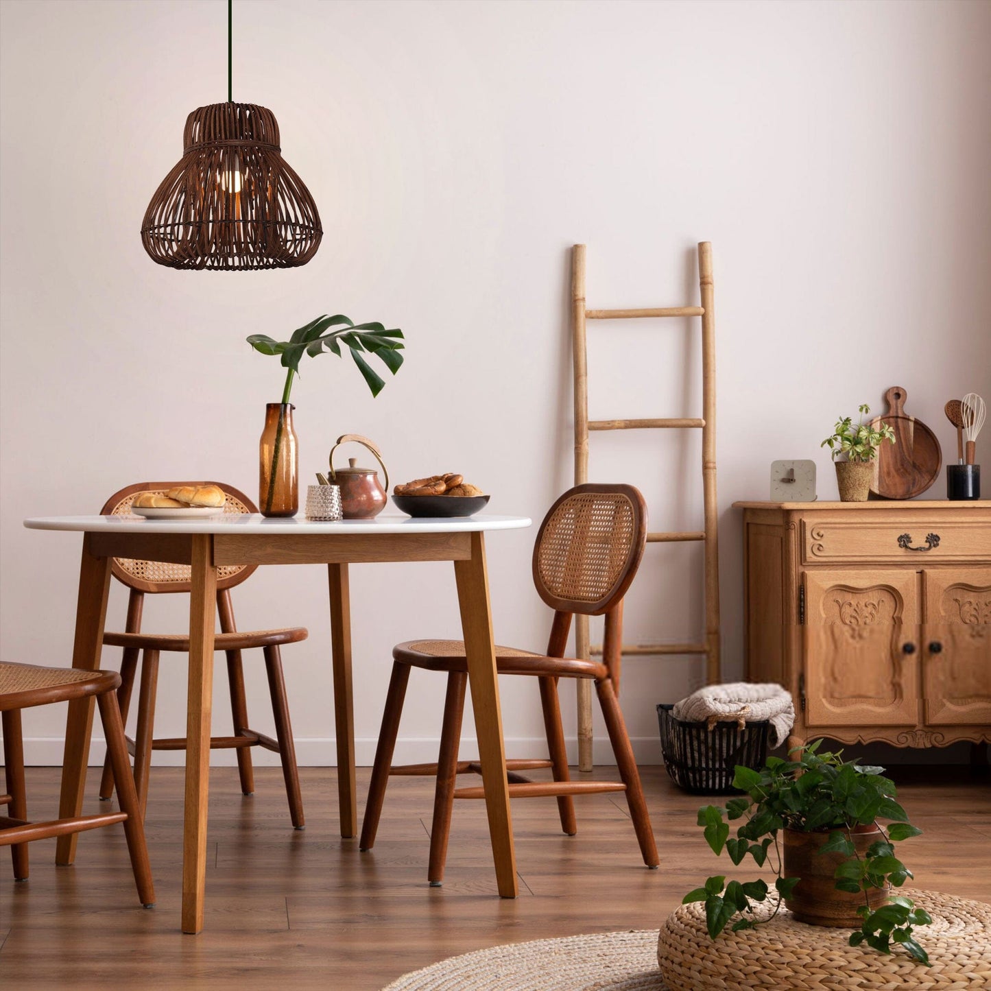 Lightsin Natural Woven Rattan Pendant Light for Rustic Interiors Lightsin UK