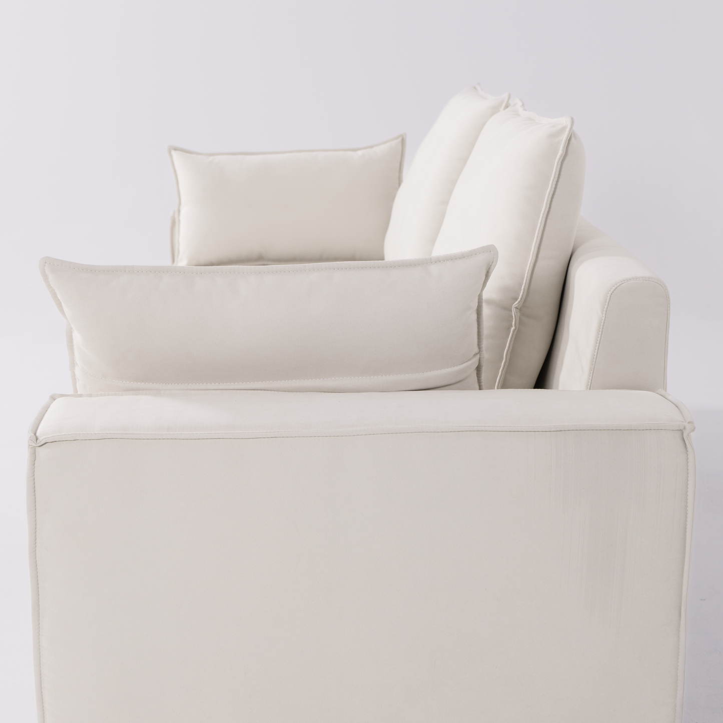 Cottonfy Creamy Tofu Block Pullout Sofa Bed with Storage