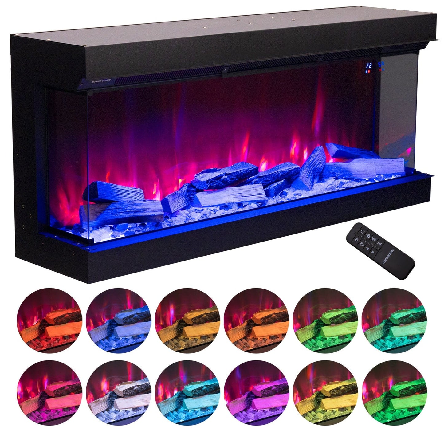 3-Sided Panoramic Smart Electric Fireplace with Customizable Flame & Heating Control Living and Home