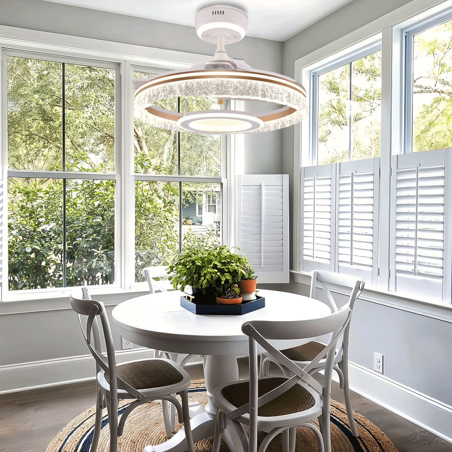 Lightsin Whisper Quiet Reversible Ceiling Fan with Light Acrylic and Metal Fan Ceiling Light Fixture Lightsin UK