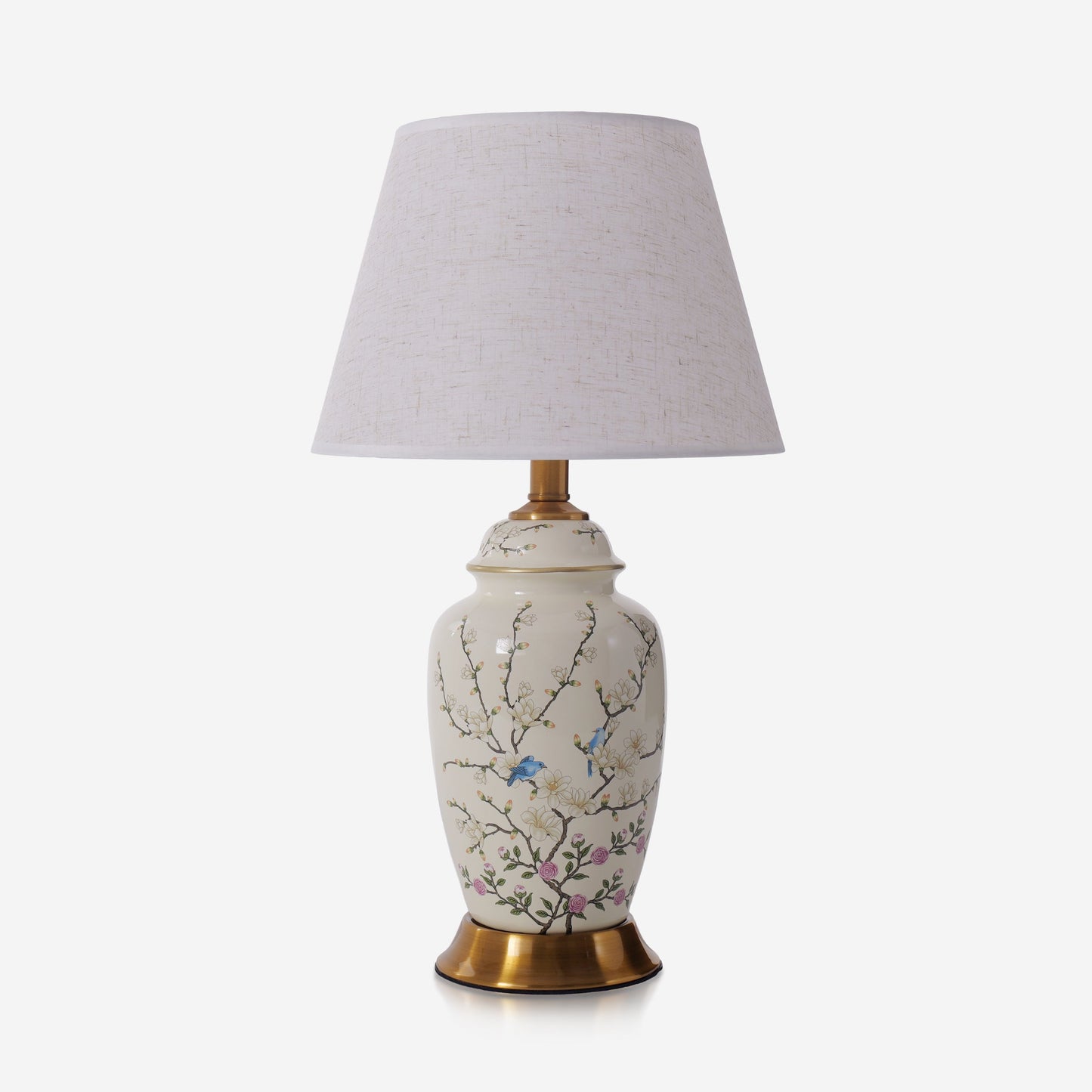 Lightsin Chinoiserie Hand-Painted Ceramic Ginger Jar Table Lamp