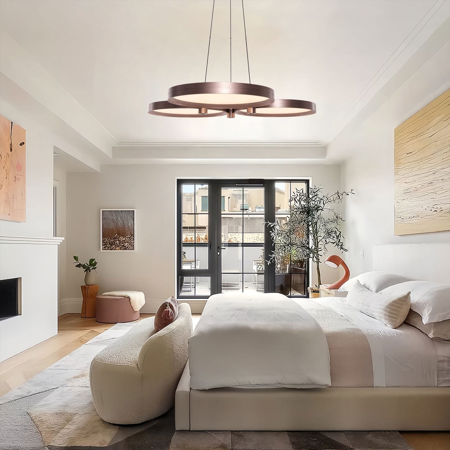 Lightsin Champagne Gold Triple-Ring Stepless Dimming Pendant Light Lightsin UK