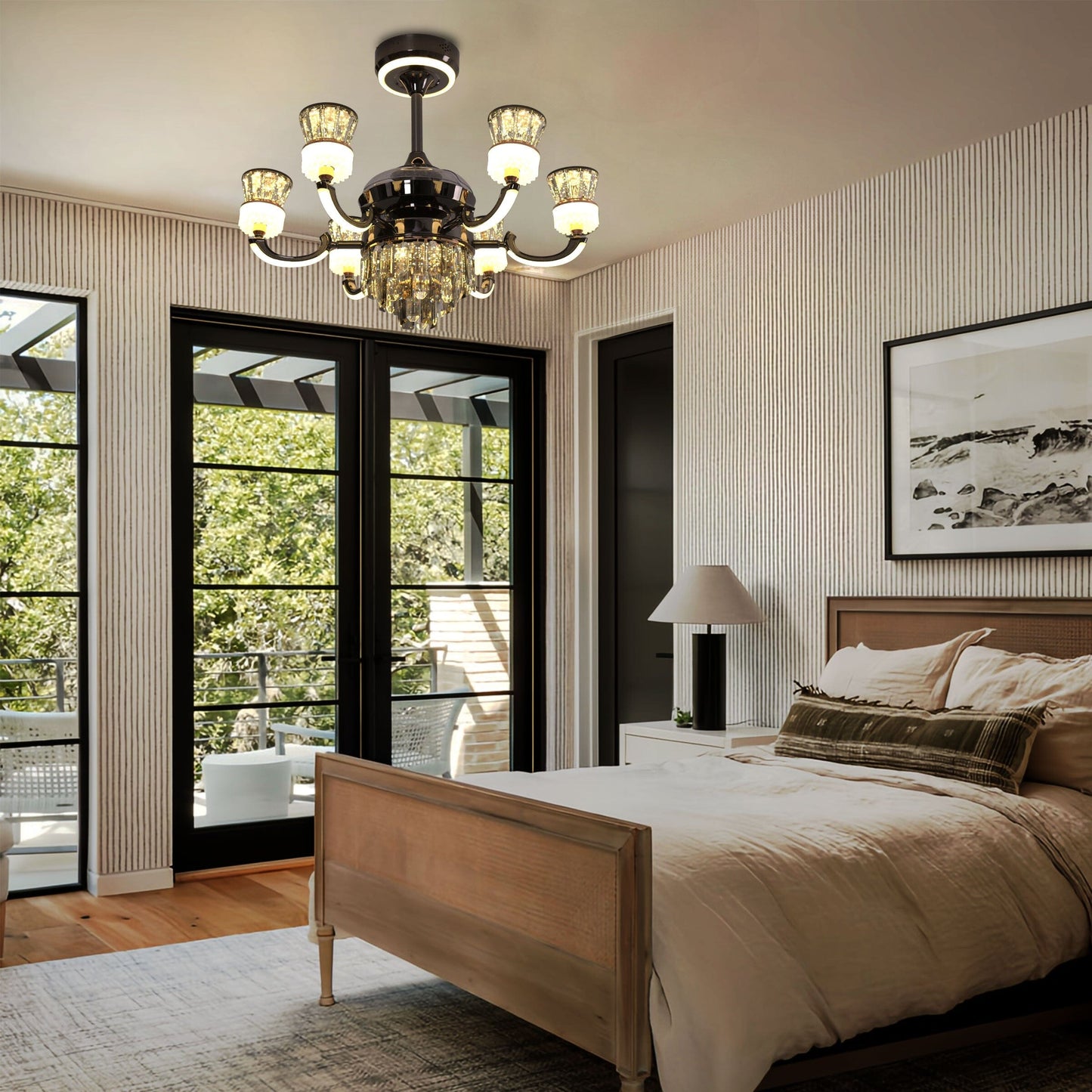 Lightsin Luxurious Palace Crystal Ceiling Fan with LED Color Changing Light Lightsin UK