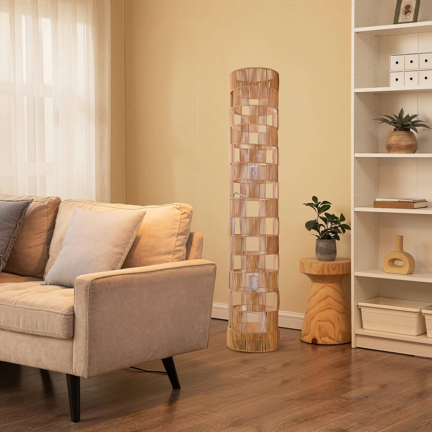 Lightsin Minimalist Square Hollow Rattan Floor Lamp Lightsin UK