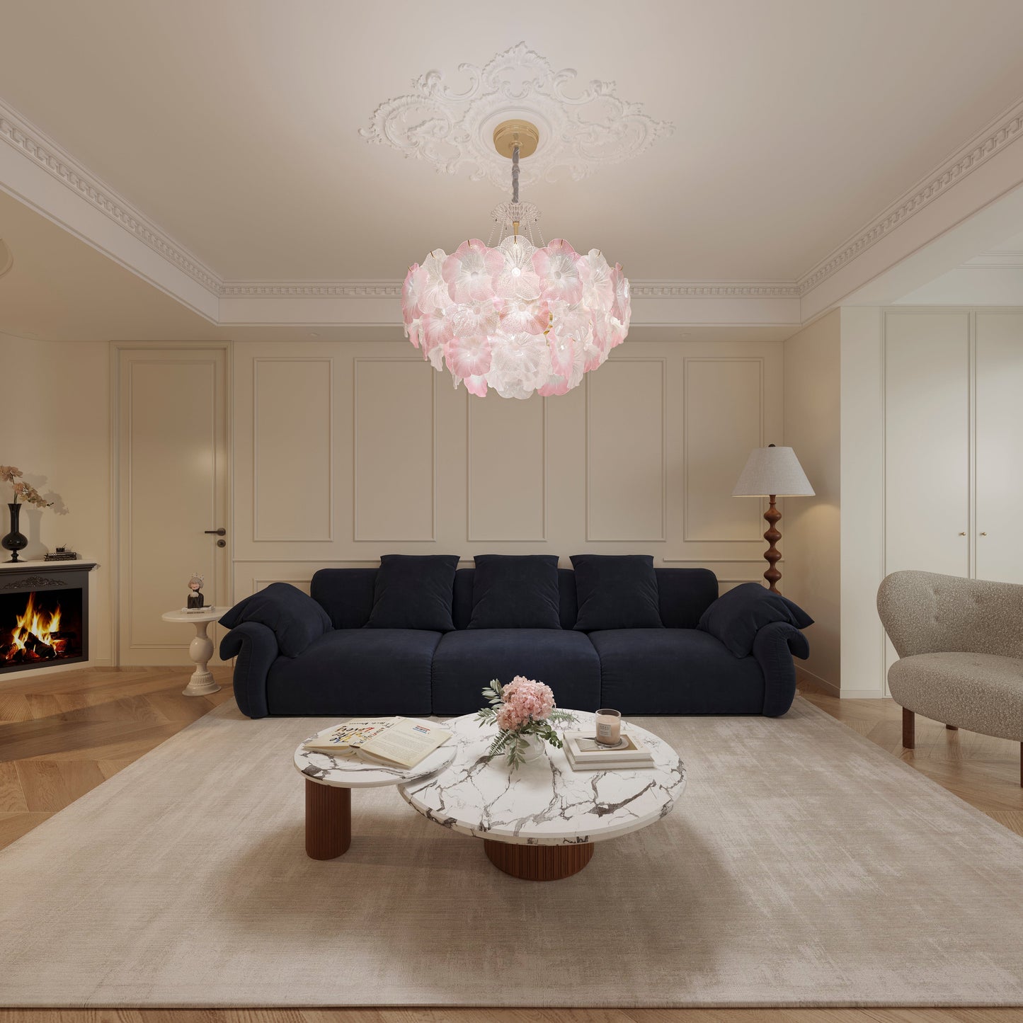 Lightsin Elegant Glass Chandelier with Adjustable Hanging Length Lightsin UK