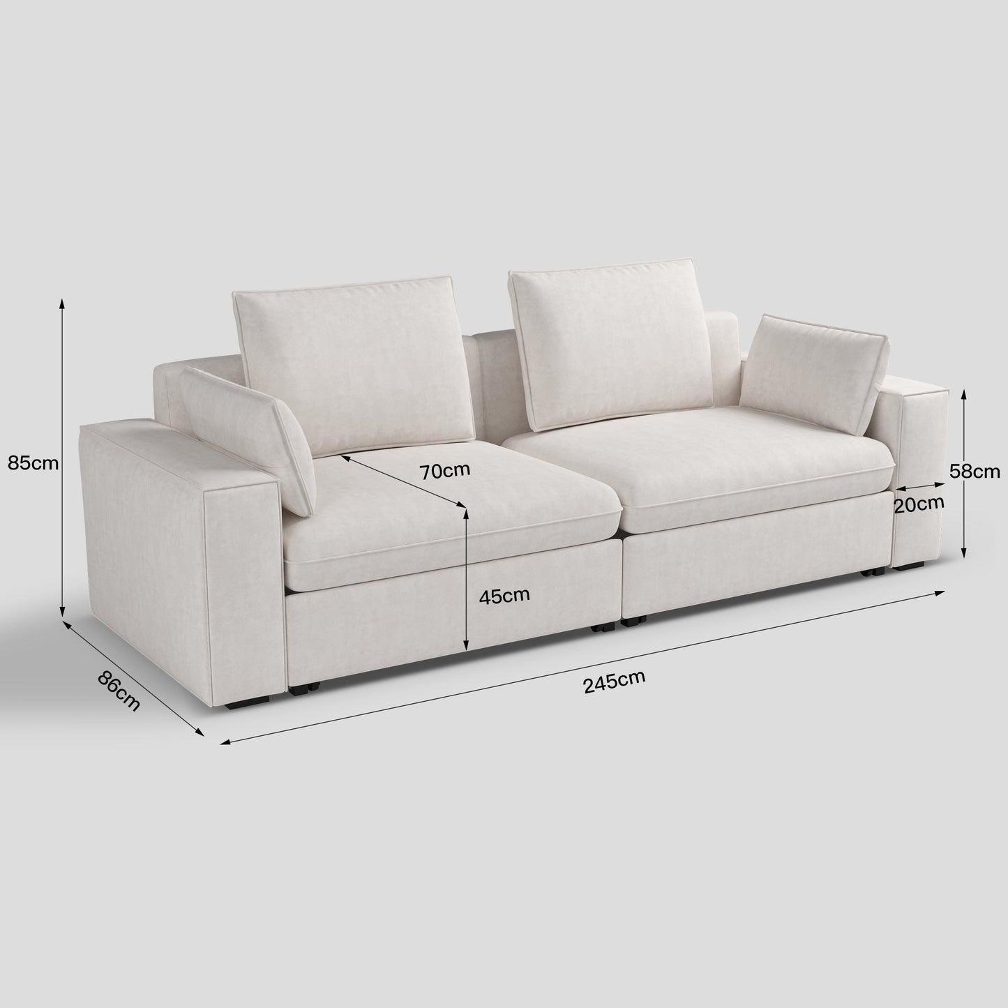 Cottonfy Creamy Tofu Block Pullout Sofa Bed with Storage