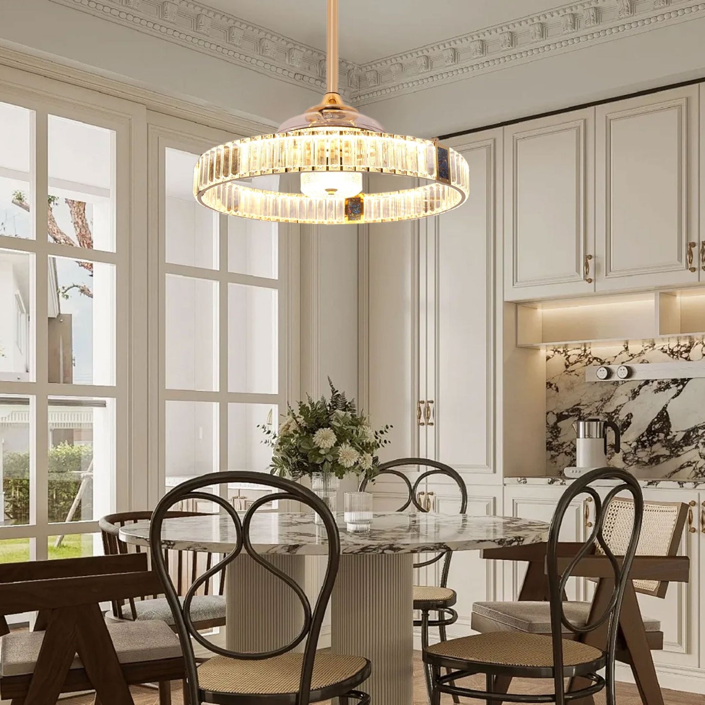 Lightsin Elegant Gold Silent Ceiling Fan Lamp with Crystal Accent Lightsin UK