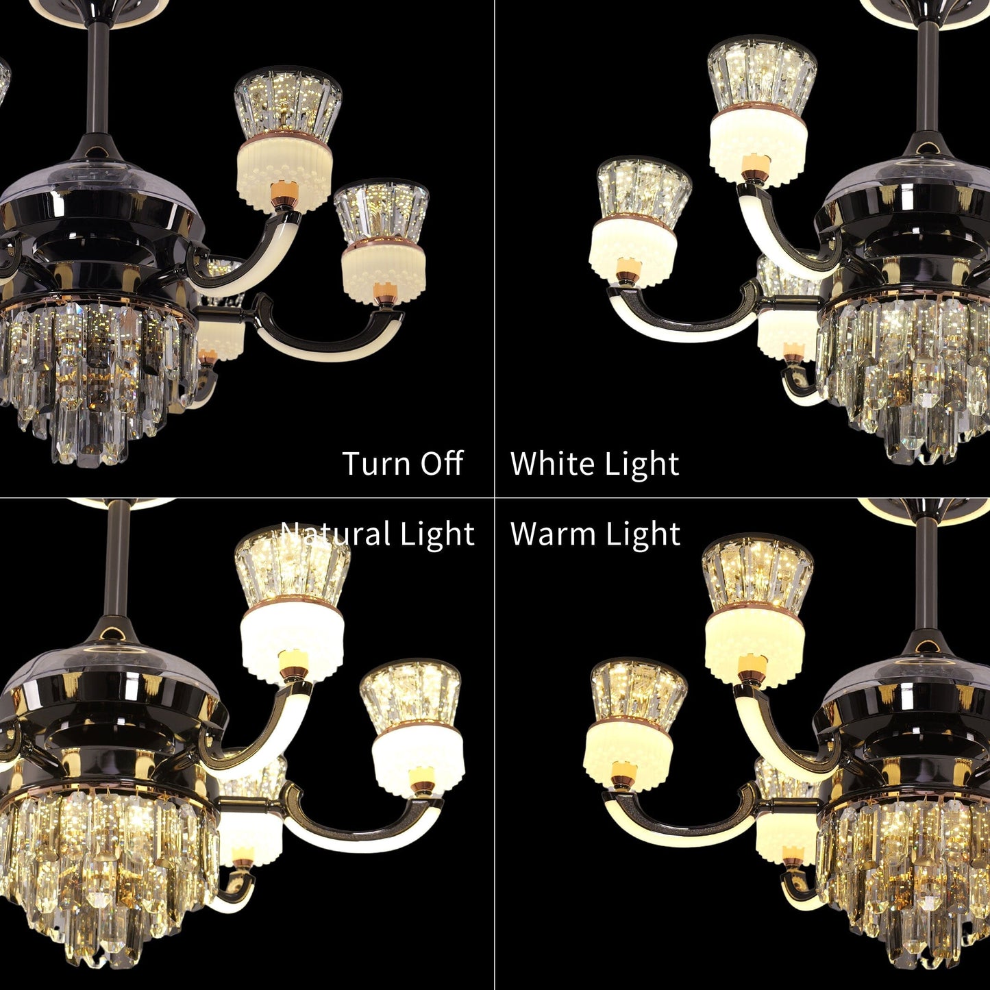 Lightsin Luxurious Palace Crystal Ceiling Fan with LED Color Changing Light Lightsin UK