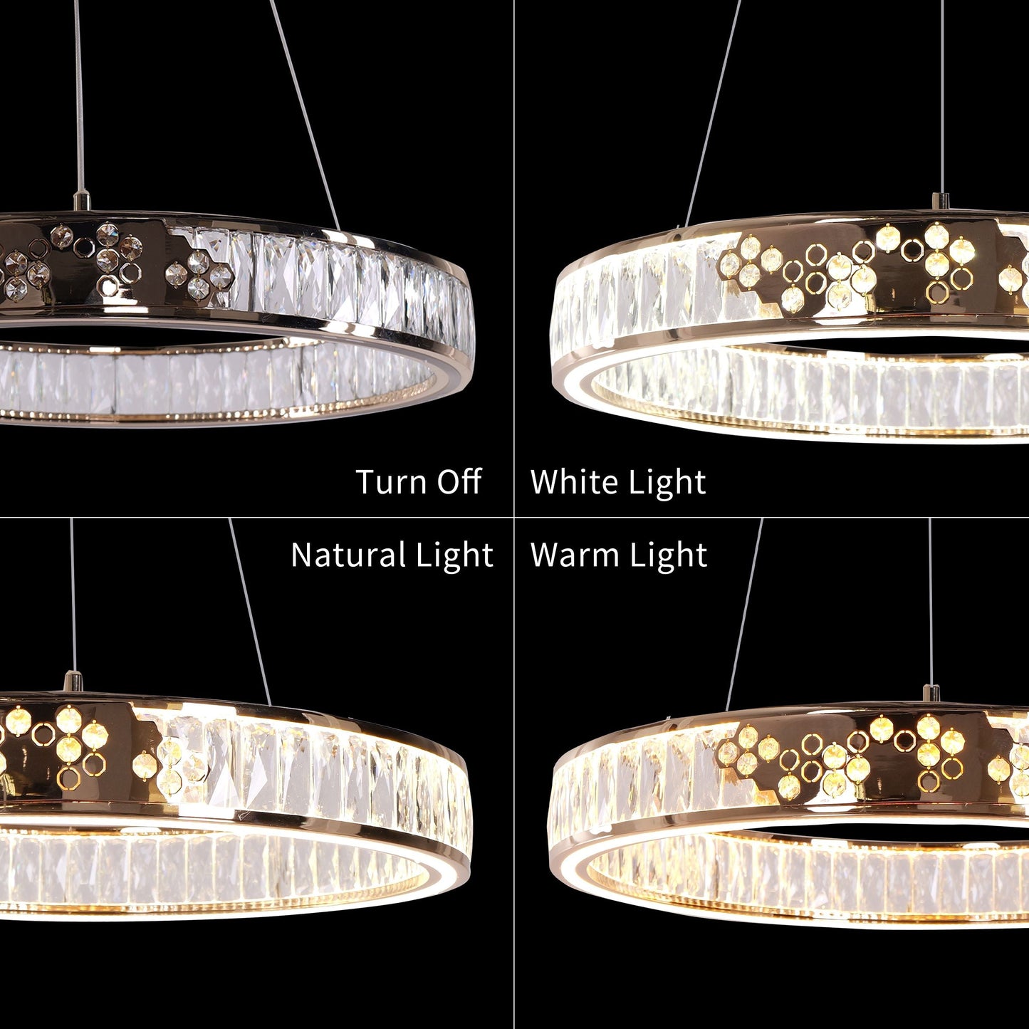 Lightsin Luxurious Gold Crystal LED Halo Pendant Light Lightsin UK