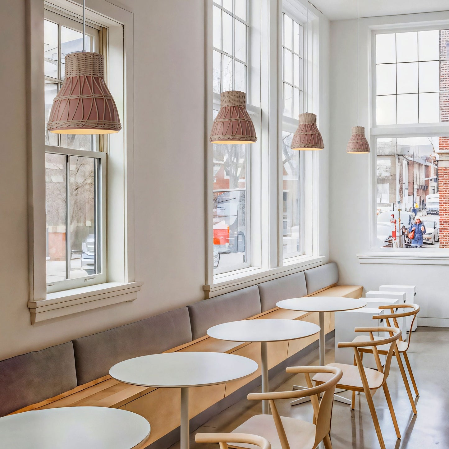Lightsin Modern Rattan Pendant Light Available in Grey, Pink, and White Lightsin UK