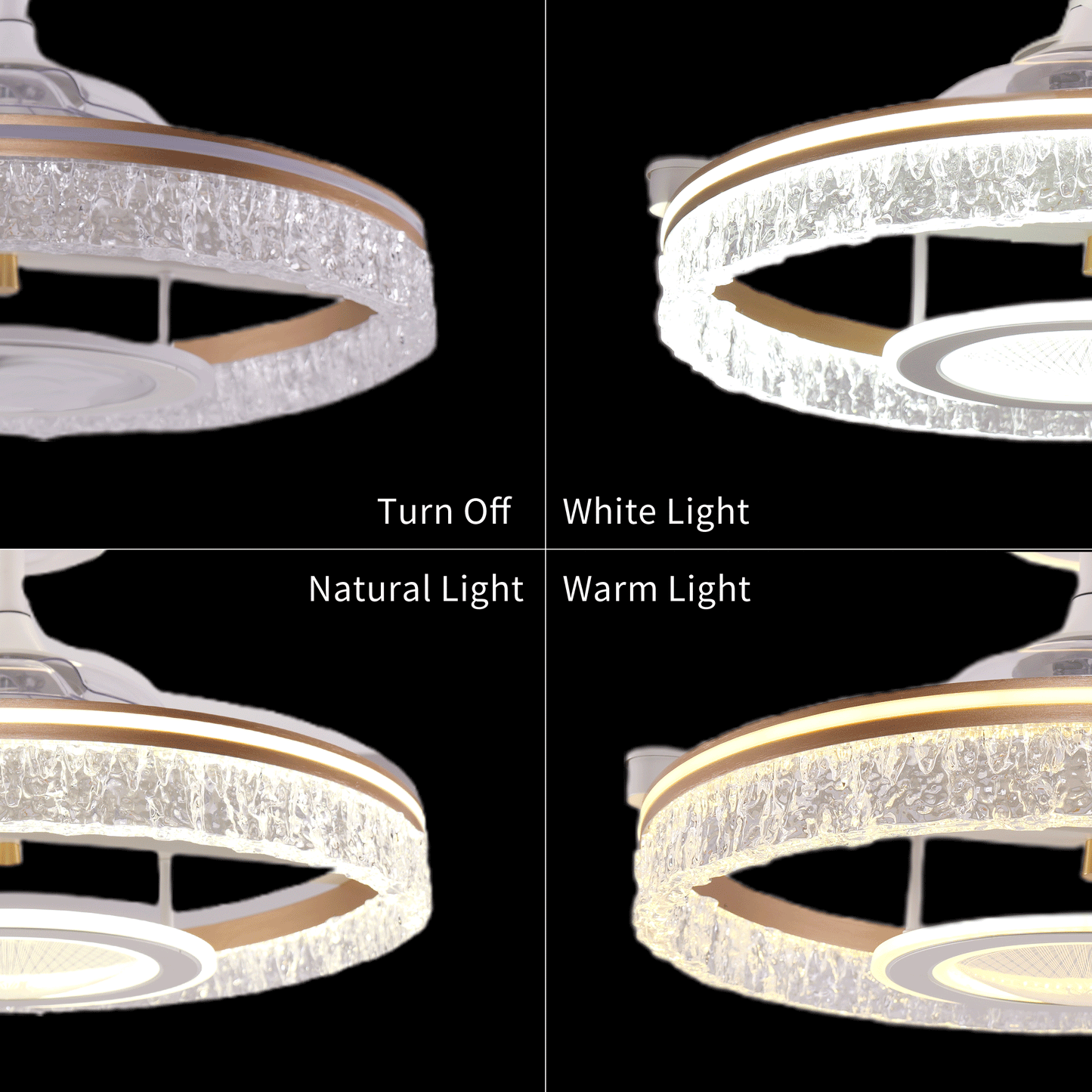 Lightsin Whisper Quiet Reversible Ceiling Fan with Light Acrylic and Metal Fan Ceiling Light Fixture Lightsin UK