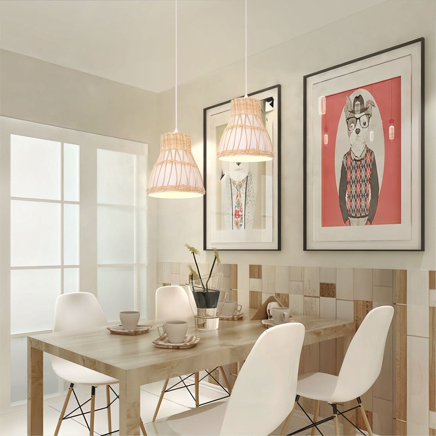 Lightsin Modern Rattan Pendant Light Available in Grey, Pink, and White (100% off) Lightsin UK White 1 Unit