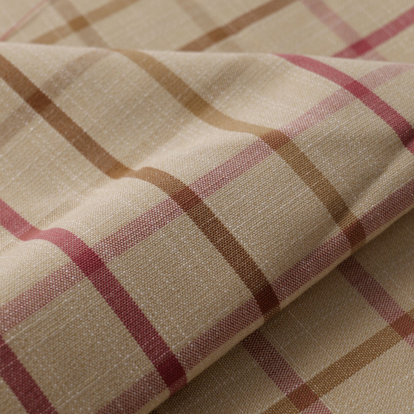 Mid-weight Windowpane Check Fabric Cotton, Dusky Rose, AR460036