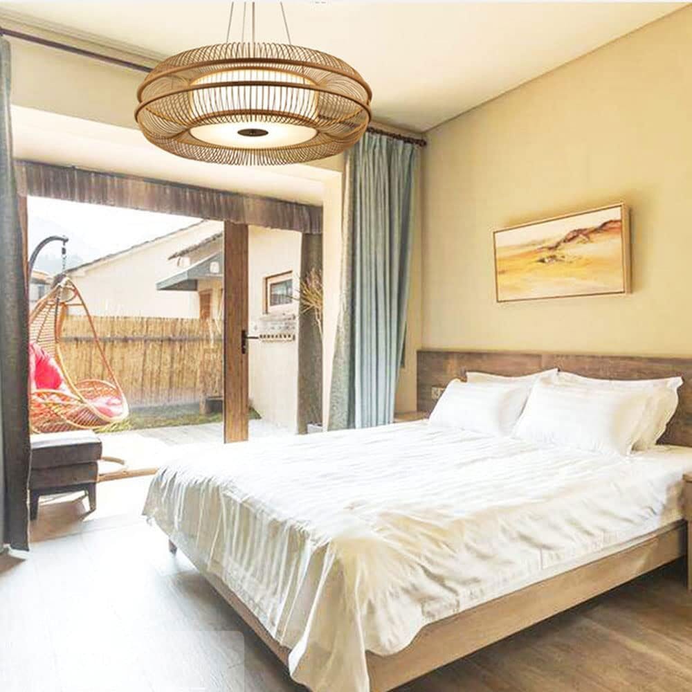 Lightsin LED Bamboo Pendant Light Drum-Shaped 45/60/70/80 Dia Lightsin UK 45cm Dia