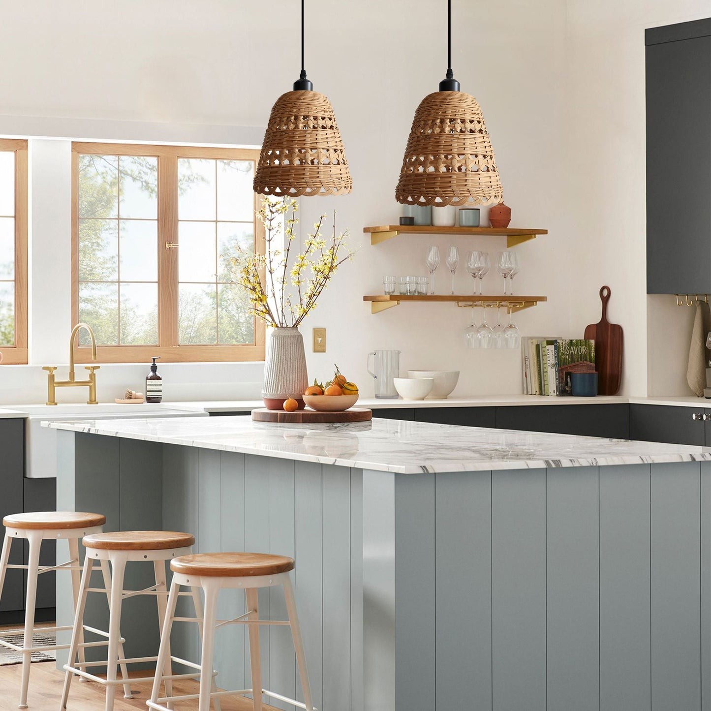 Lightsin Modern Bamboo Handwoven Warm Glow Pendant Light Lightsin UK