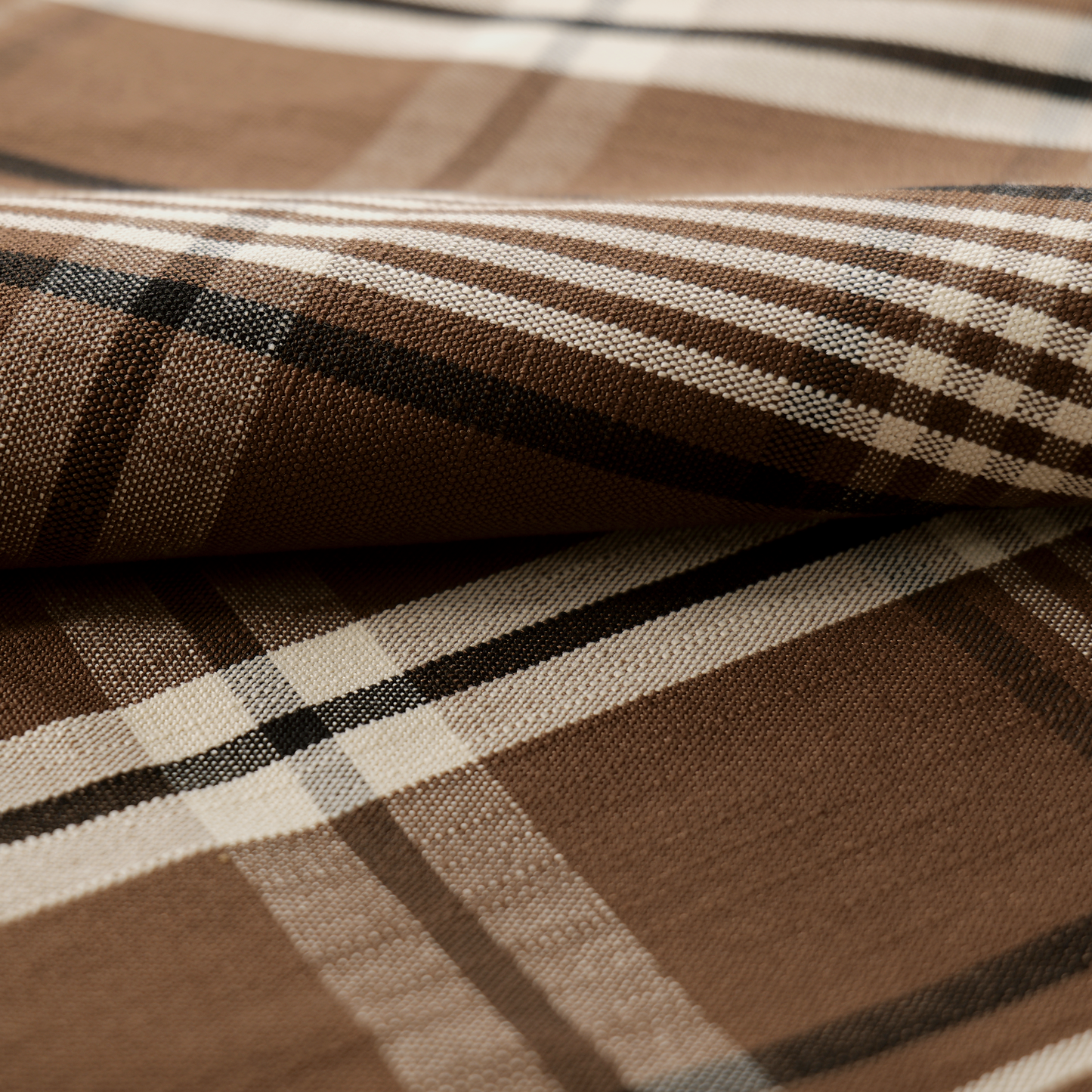 Mid-weight Plaid Fabric Cotton, Espresso Coffee, AR460040