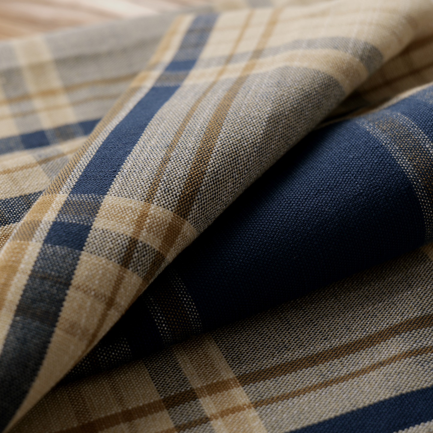 Mid-weight Check Fabric Cotton, Midnight Blue, AR460035