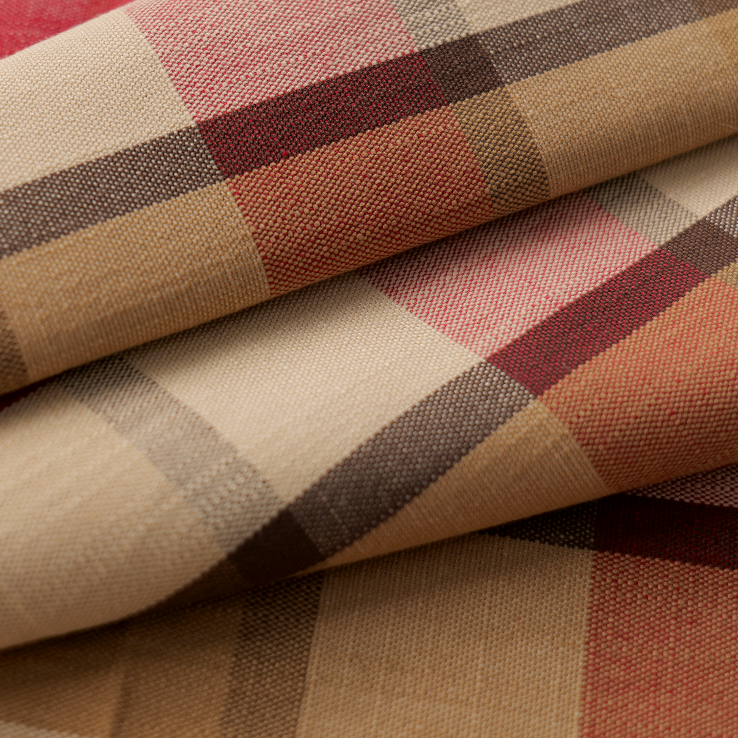 Mid-weight Windowpane Check Fabric Cotton, Deep Claret Red, AR460056