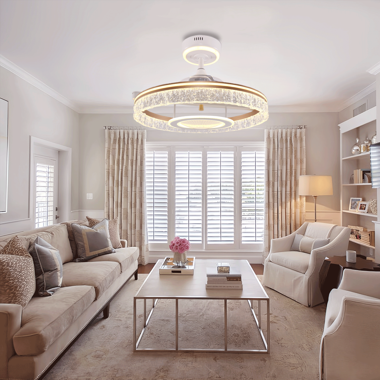 Lightsin Whisper Quiet Reversible Ceiling Fan with Light Acrylic and Metal Fan Ceiling Light Fixture Lightsin UK