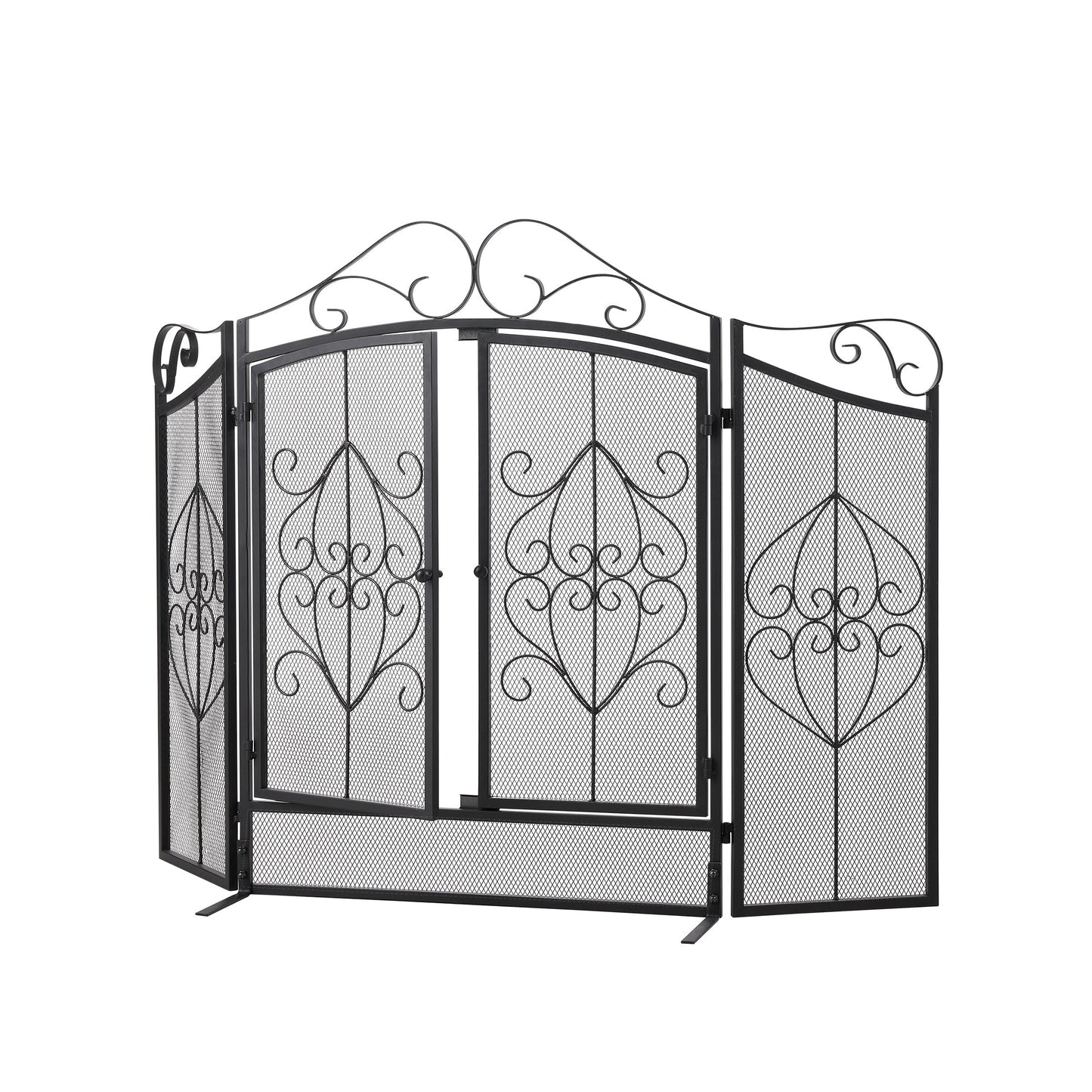 Smallbee Iron Fireplace Screen Black Powder Coated – 114.7x84x16.5cm