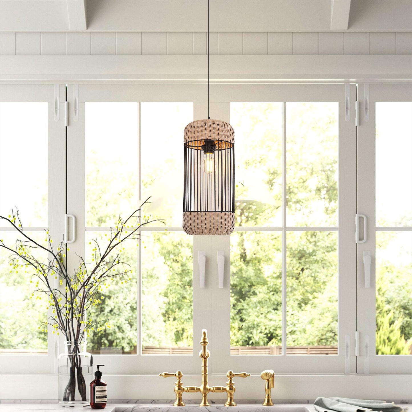 Lightsin Cylinder-Inspired Rattan Pendant Light for Warm Natural Elegance Lightsin UK
