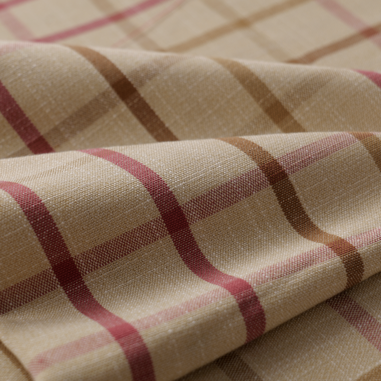 Mid-weight Windowpane Check Fabric Cotton, Dusky Rose, AR460036