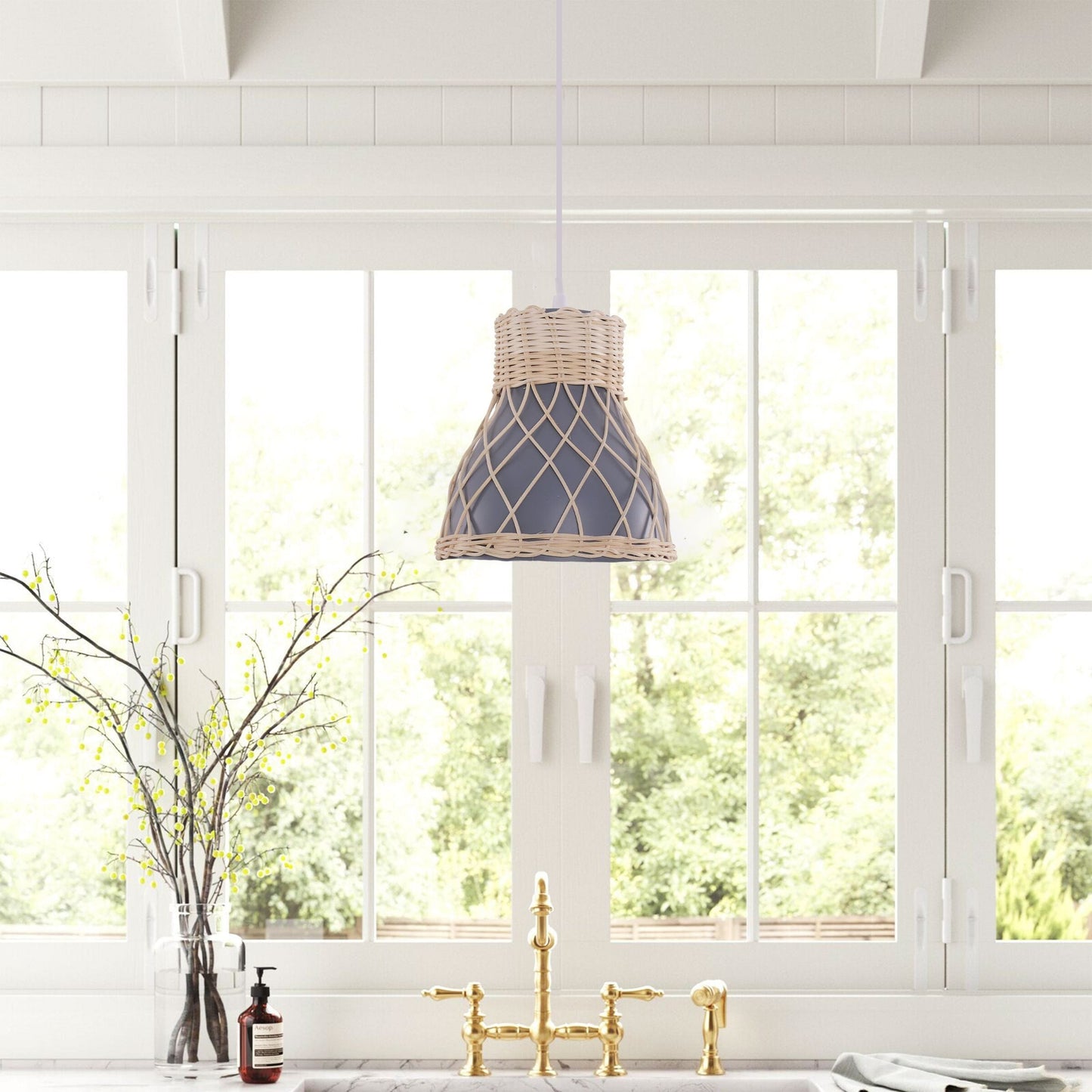 Lightsin Modern Rattan Pendant Light Available in Grey, Pink, and White (100% off) Lightsin UK Grey 1 Unit