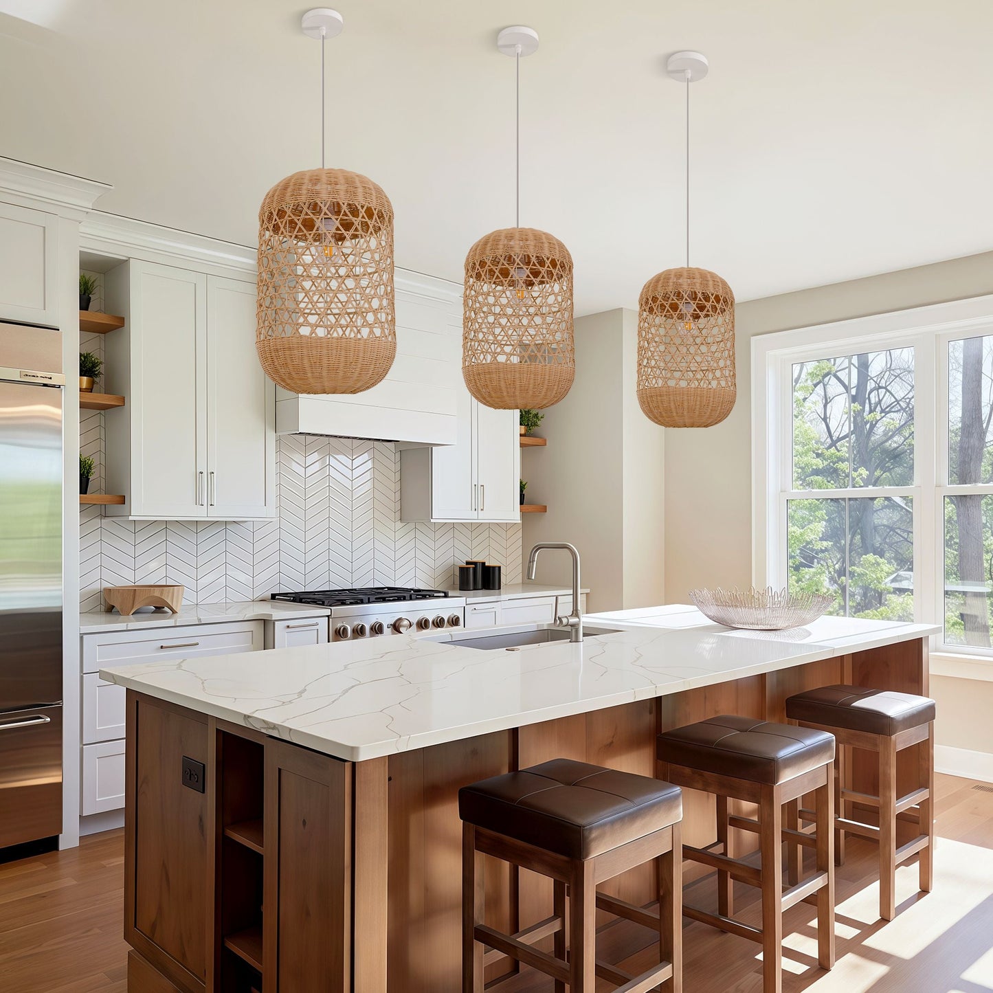 Lightsin Japanese Capsule-Shaped Rattan Pendant Light Lightsin UK