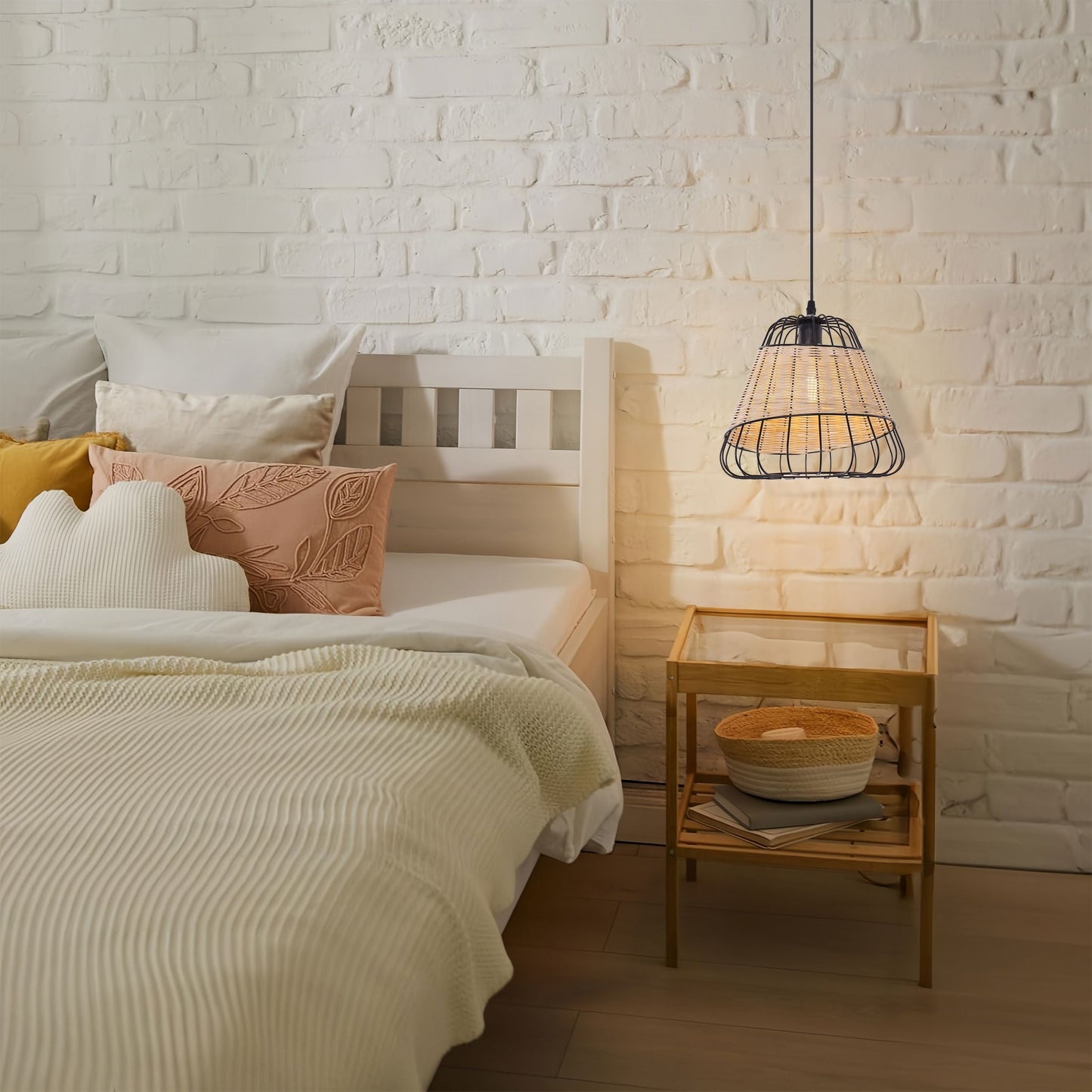 Lightsin Bell-Shaped Rattan Pendant Light for Timeless Rustic Elegance Lightsin UK