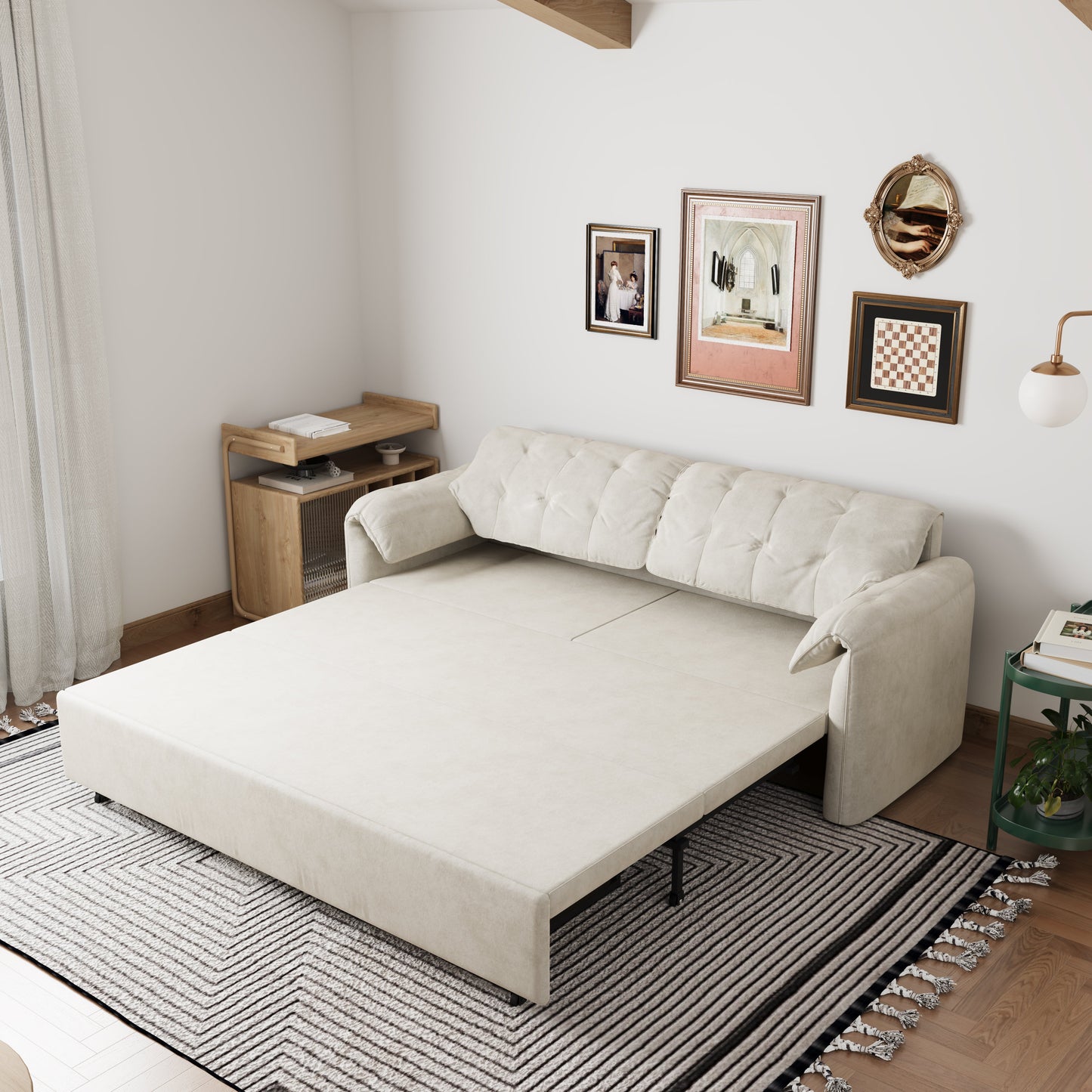 Cloud Elephant Ears Folding Corner Sofa Bed with Storage