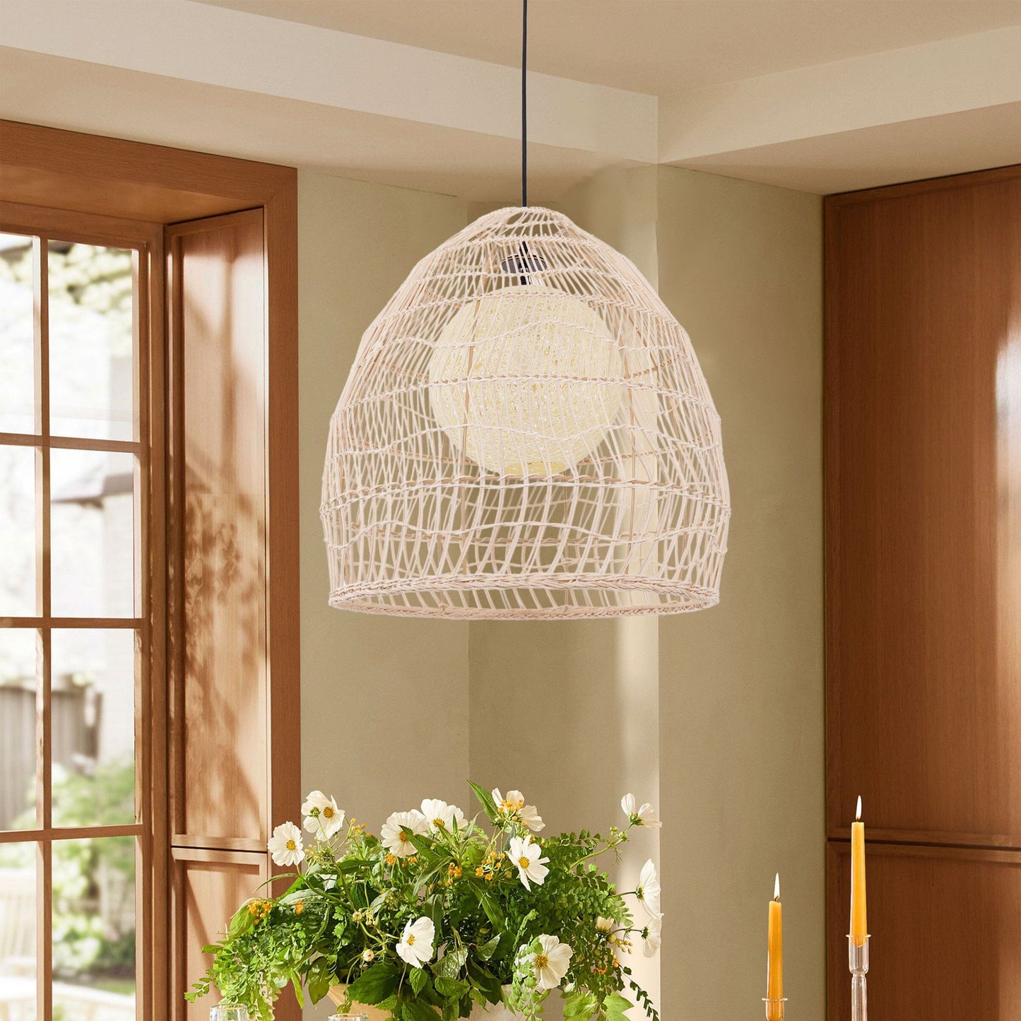 Lightsin Rattan Art Pendant Light Hanging Decor Rustic Style(Version A) Lightsin UK D60cm