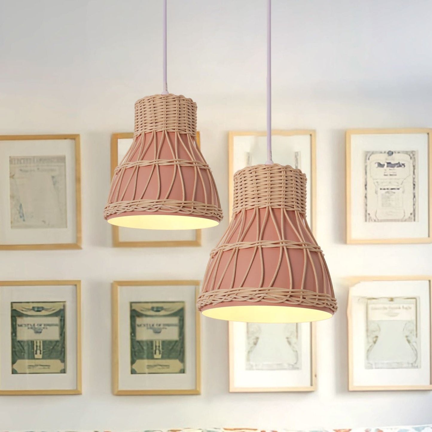 Lightsin Modern Rattan Pendant Light Available in Grey, Pink, and White (100% off) Lightsin UK
