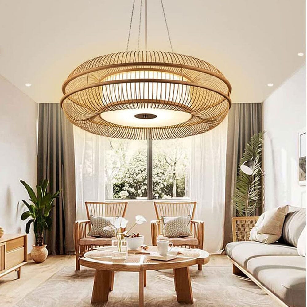Lightsin LED Bamboo Pendant Light Drum-Shaped 45/60/70/80 Dia Lightsin UK 70cm Dia