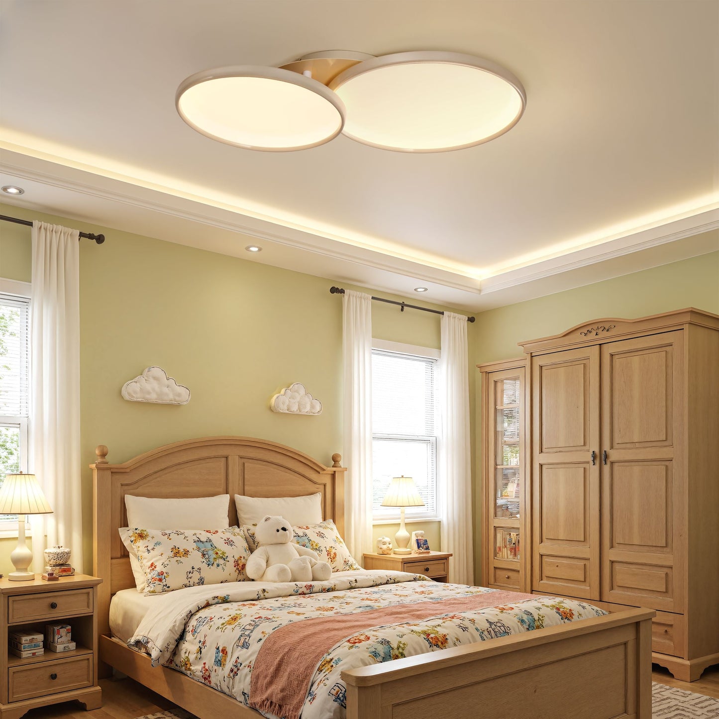 Lightsin Full Spectrum Dimmable Ivory White Aluminum Round LED Ceiling Light Lightsin UK 2 Circles In Stock