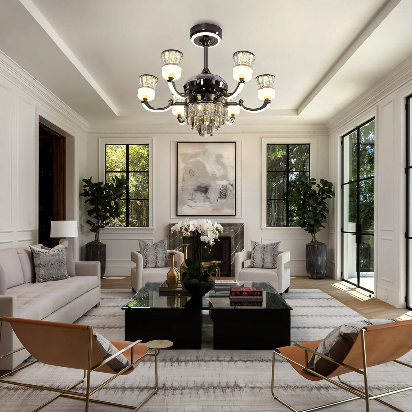 Lightsin Luxurious Palace Crystal Ceiling Fan with LED Color Changing Light Lightsin UK