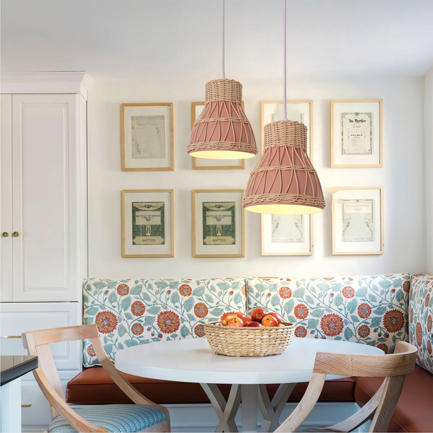 Lightsin Modern Rattan Pendant Light Available in Grey, Pink, and White (100% off) Lightsin UK Pink 1 Unit