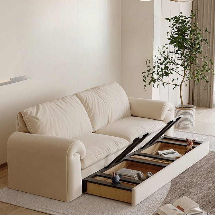 Cottonfy Cream Convertible Sleeper Sofa Bed with Drawers Living and Home