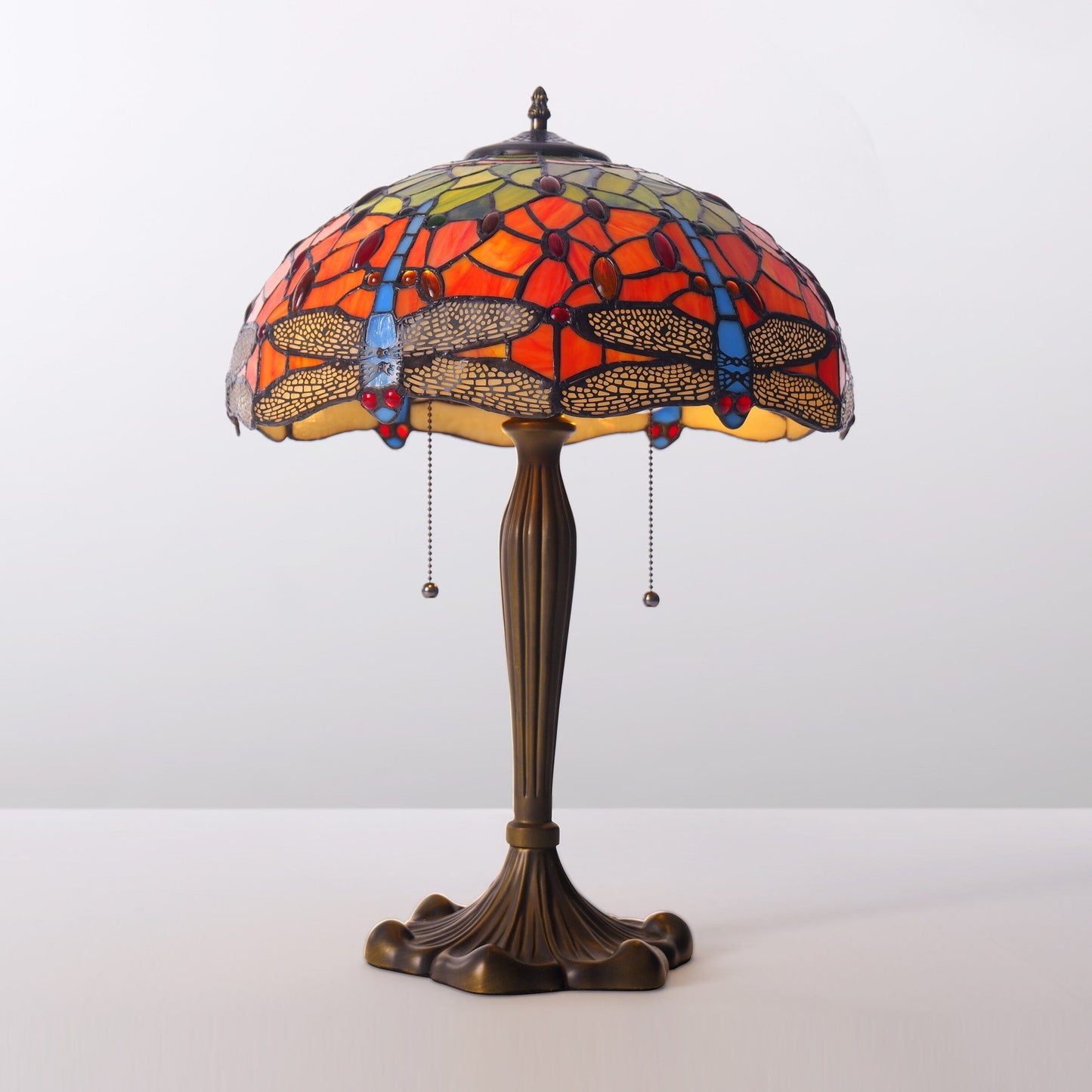 Lightsin Tiffany Table Lamp | Handcrafted Stained Glass Dragonfly Series Blue Dragonfly Lightsin UK