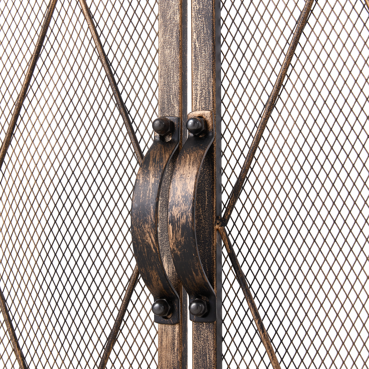 Smallbee Triple-Fold Iron Fireplace Screen Antique Copper Powder Coated – 127x13x81cm