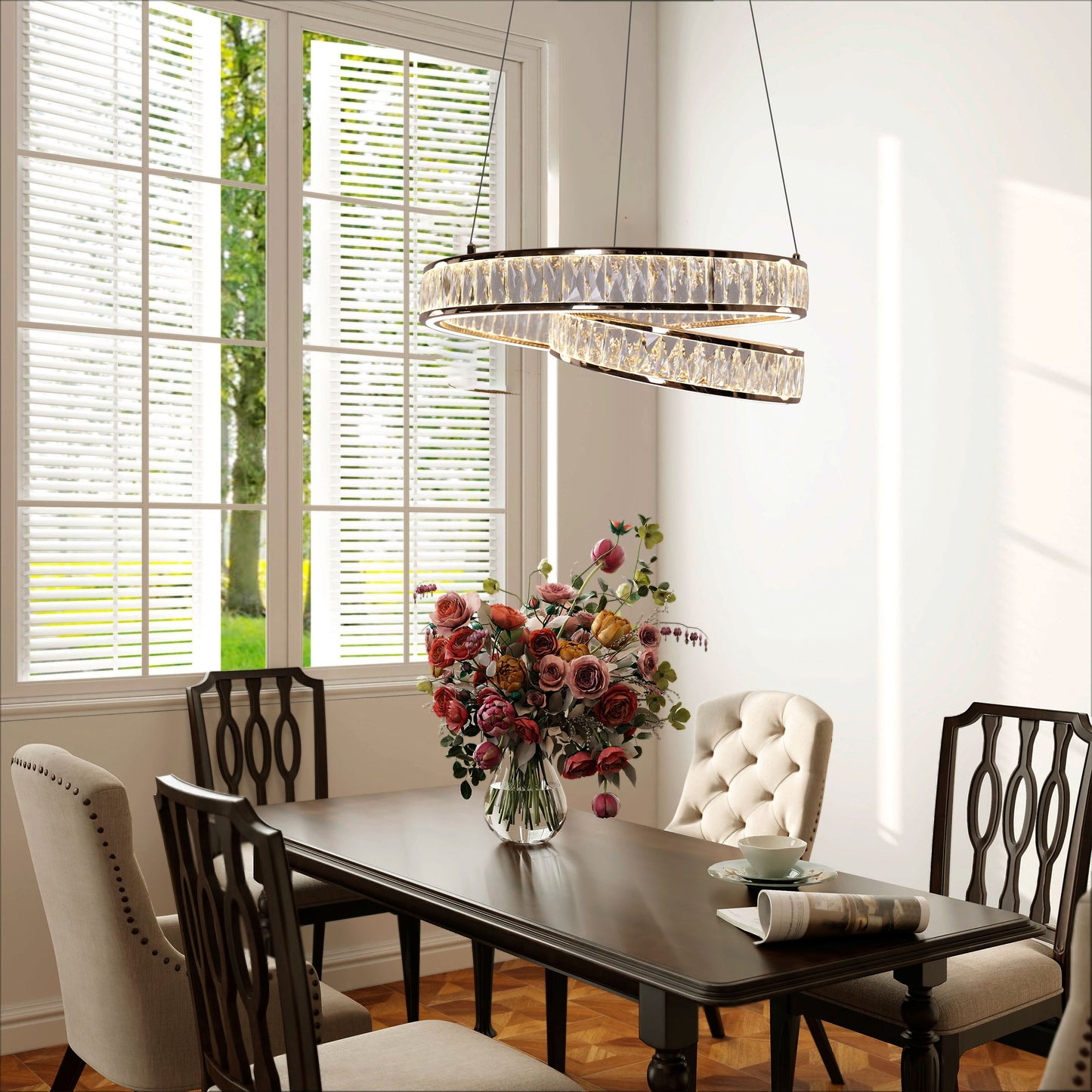 Lightsin Elegant Gold Crystal Swirl Pendant Light Lightsin UK