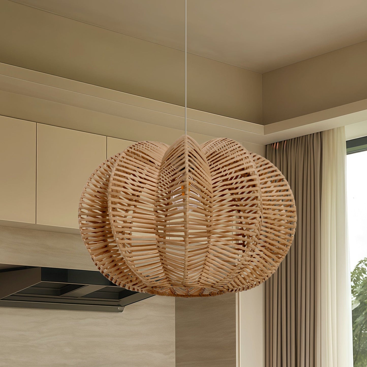 Lightsin Scandinavian Round Rattan Hanging Lamp Lightsin UK 1 Unit