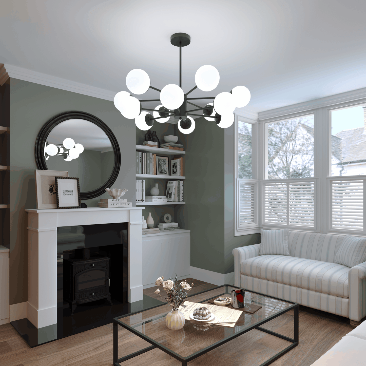 Cumulus - Modern Metal Chandelier Tubular Design Chandelier with LED White Shade