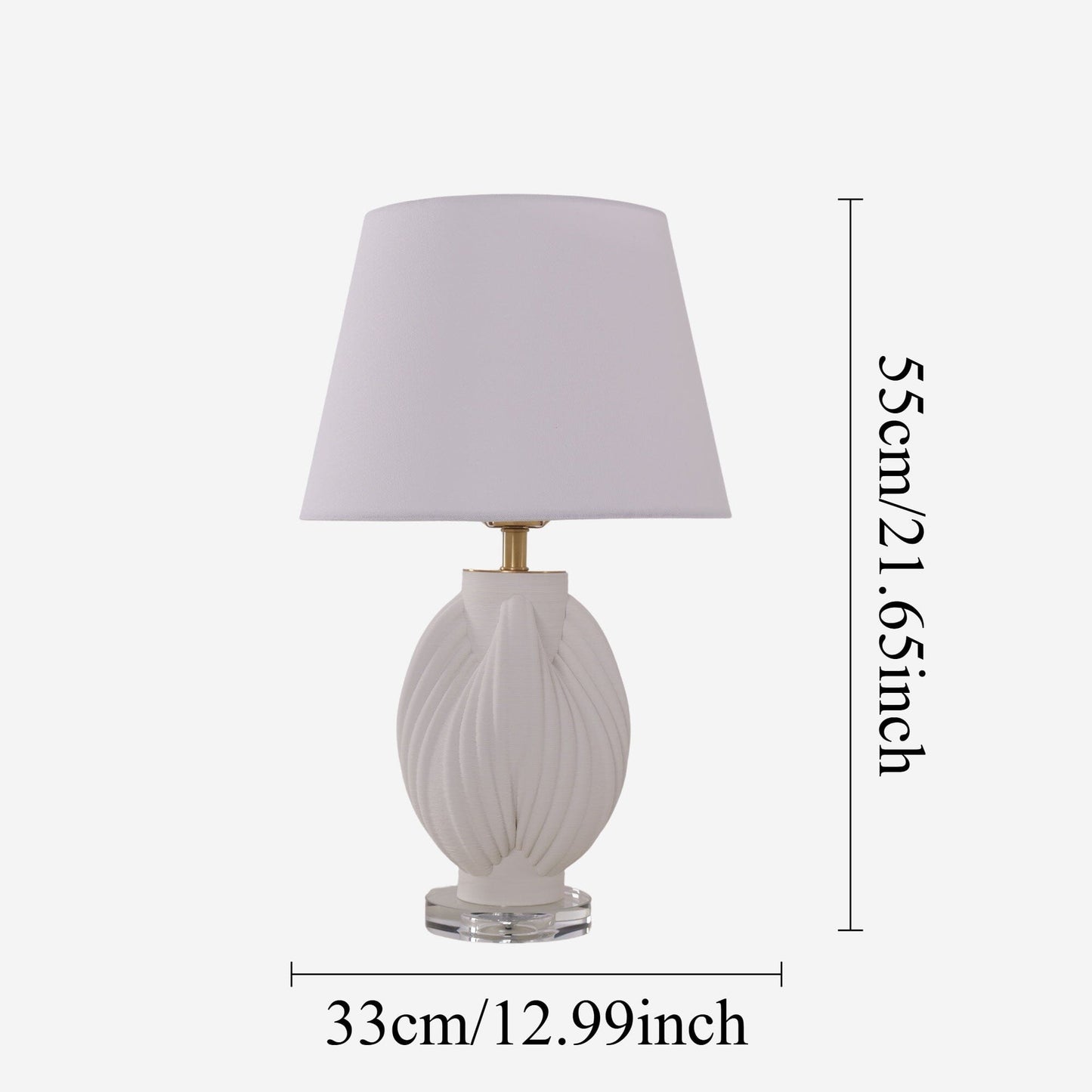 Lightsin 3D Pure White Pod Threaded Ceramic Table Lamp with Fabric Shade Lightsin UK