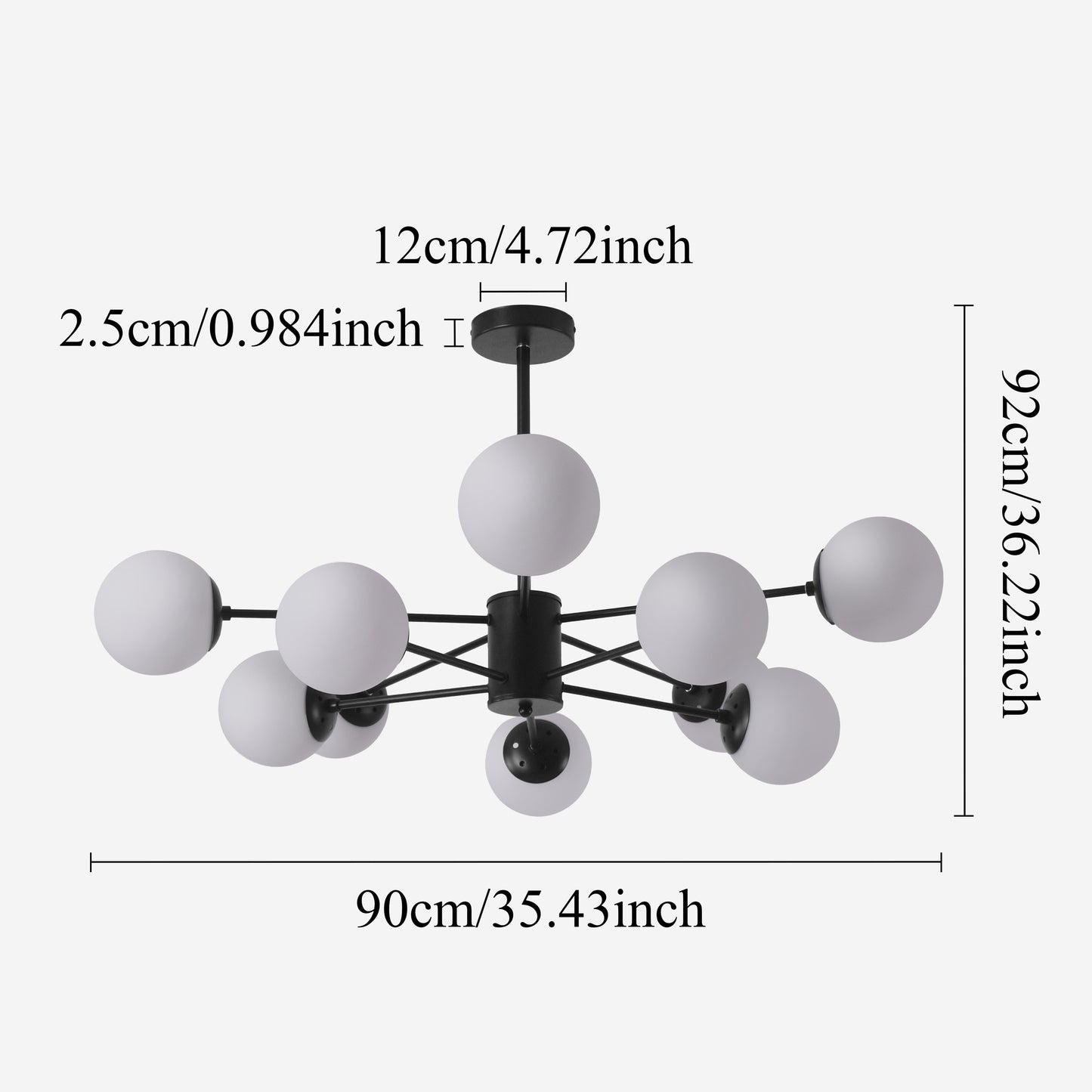Cumulus - Modern Metal Chandelier Tubular Design Chandelier with LED White Shade