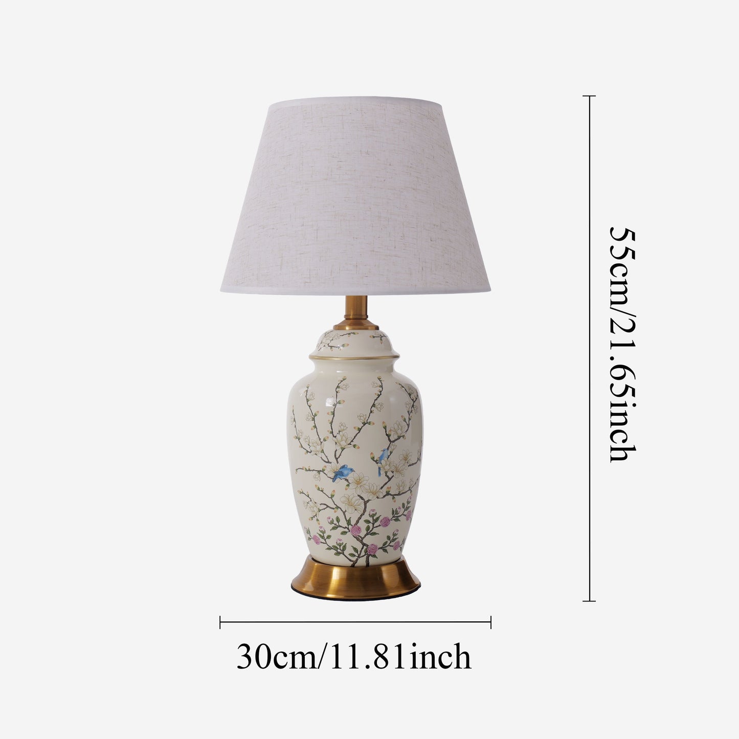 Lightsin Chinoiserie Hand-Painted Ceramic Ginger Jar Table Lamp